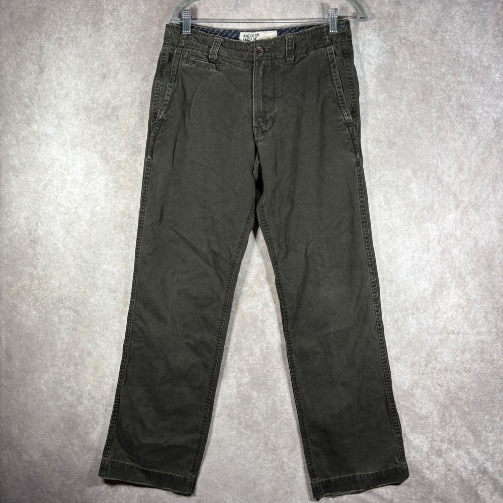American Eagle Pants Mens Size 30x34 Olive Green AE Khaki Straight Leg Cotton